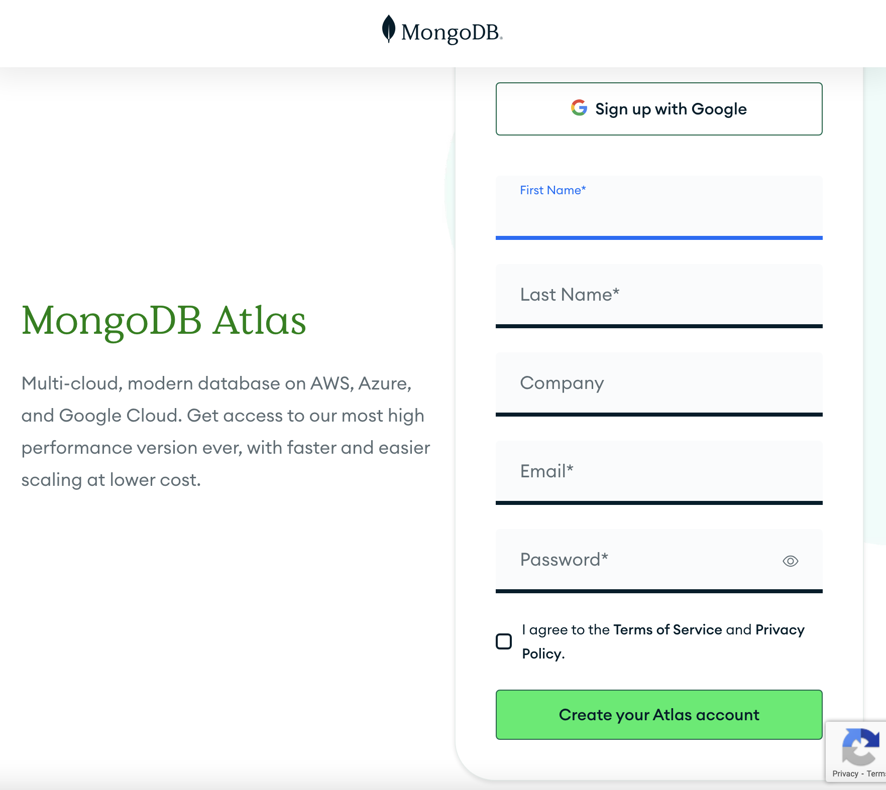 create an atlas account